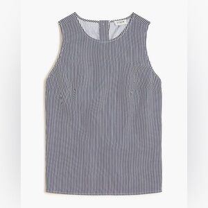 J. Crew Navy and White Striped Button-Back Shell Top